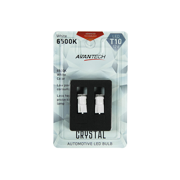Лампа а/м  T-10  светодиод  12V Avantech  6500K,  2 шт.