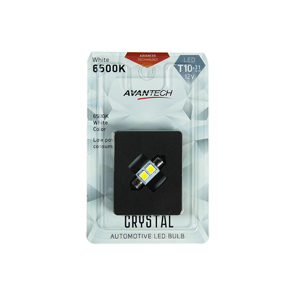 Лампа а/м  T-10  светодиод  12V  Avantech  T10x31 6500K, 1 шт.